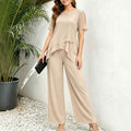 Irregular top wide leg long pants two-piece set