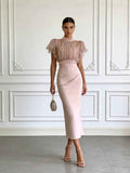 Mesh lace up waist bag hip dress