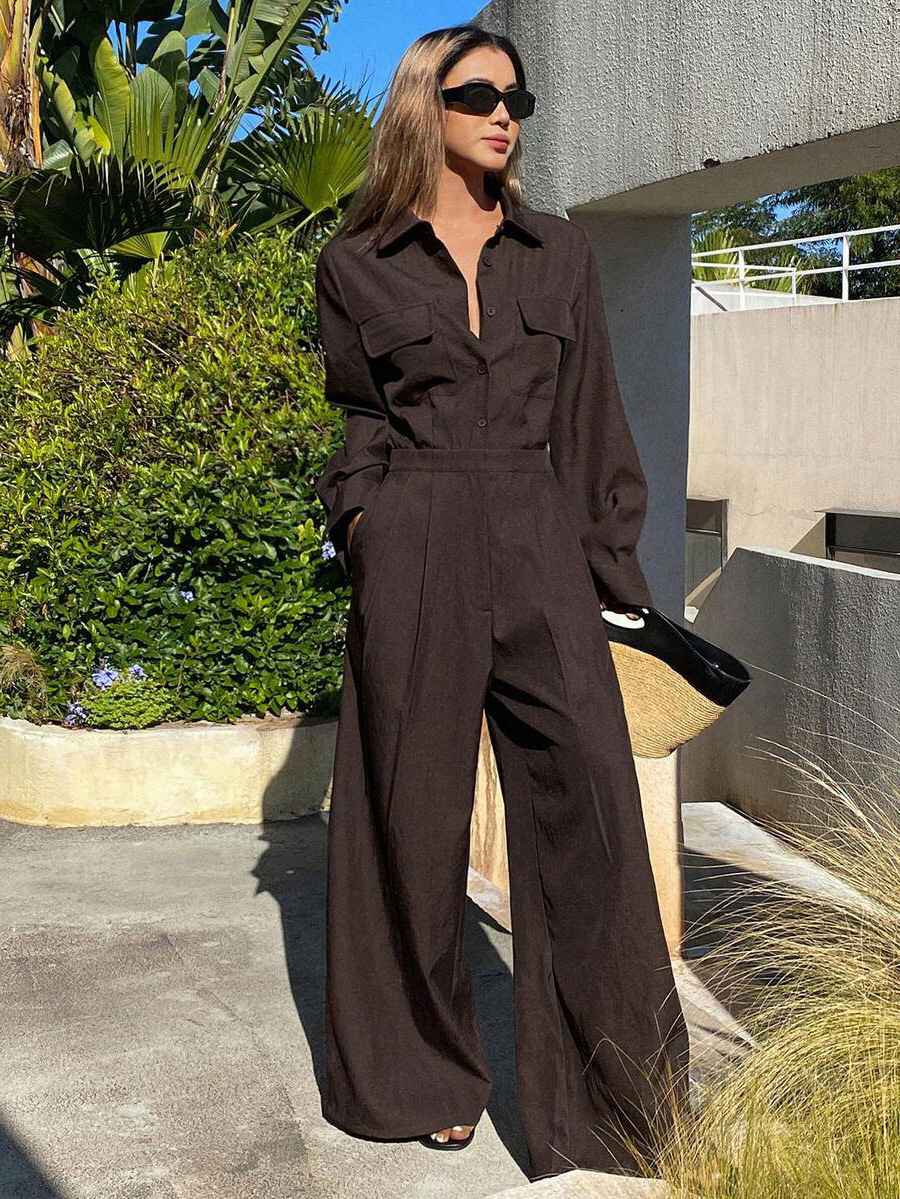 Women's collar long sleeved jumpsuit - MODALIFE