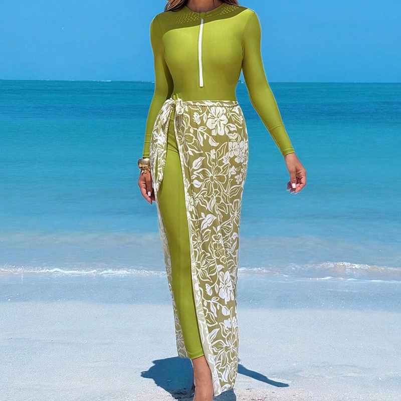 Long Pants Bikini Three-Piece Swimsuit Women's Printed Beach Dress Swimwear - MODALIFE