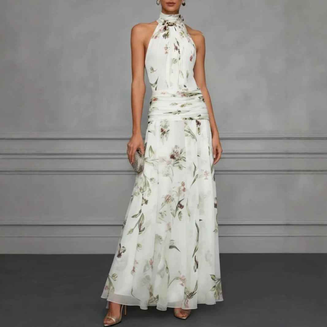 Hanging neck printed dress - MODALIFE