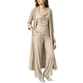 Long sleeved swing collar top long cardigan jacket long pants three piece set - MODALIFE