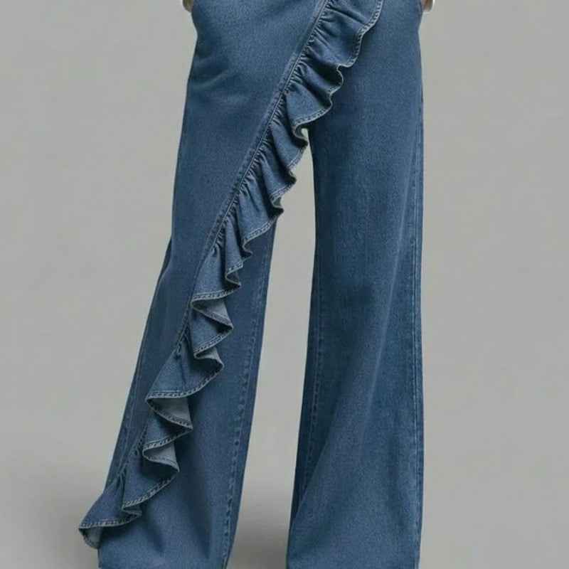 Vintage Irregular Mid-Waist Genuine Denim Pants for WomenSpring and Summer Fashion - MODALIFE