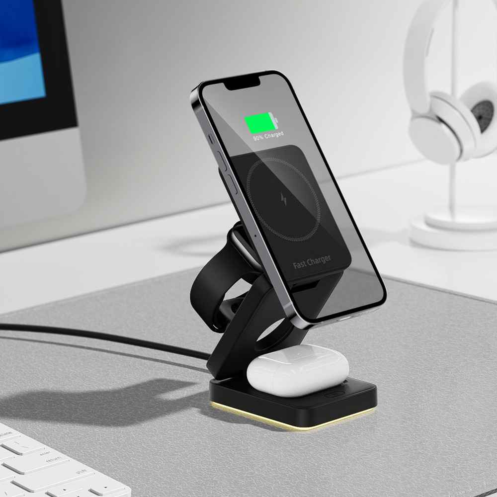 3 in 1 Wireless Charger Magnetic Foldable Charger For iphone charger power Adapter Charging Stand & Holder - MODALIFE