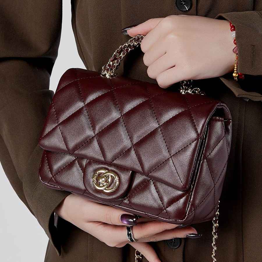 Metal chain diamond grid handbag - MODALIFE