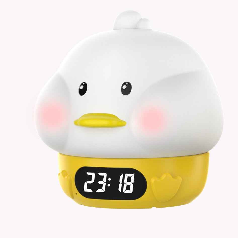 Direct Duck Silicone Alarm Clock, Tap Light Ambience Night Light, Breastfeeding Night Wake-Up Cartoon Tap Light Alarm Clock