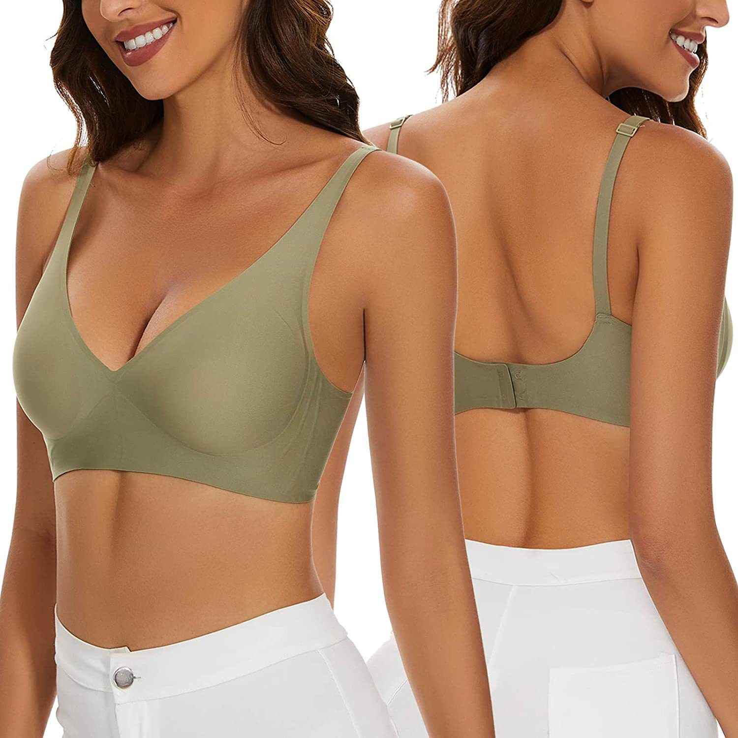 French Seamless Jelly Stripe Bra, No Steel Ring, Plumping and Lifting, Ice Silk, Outer Wear, Plus Size, Youthful Style - MODALIFE