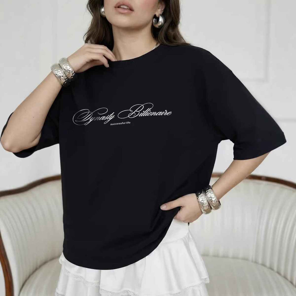 Printed loose short sleeved T-shirt top - MODALIFE