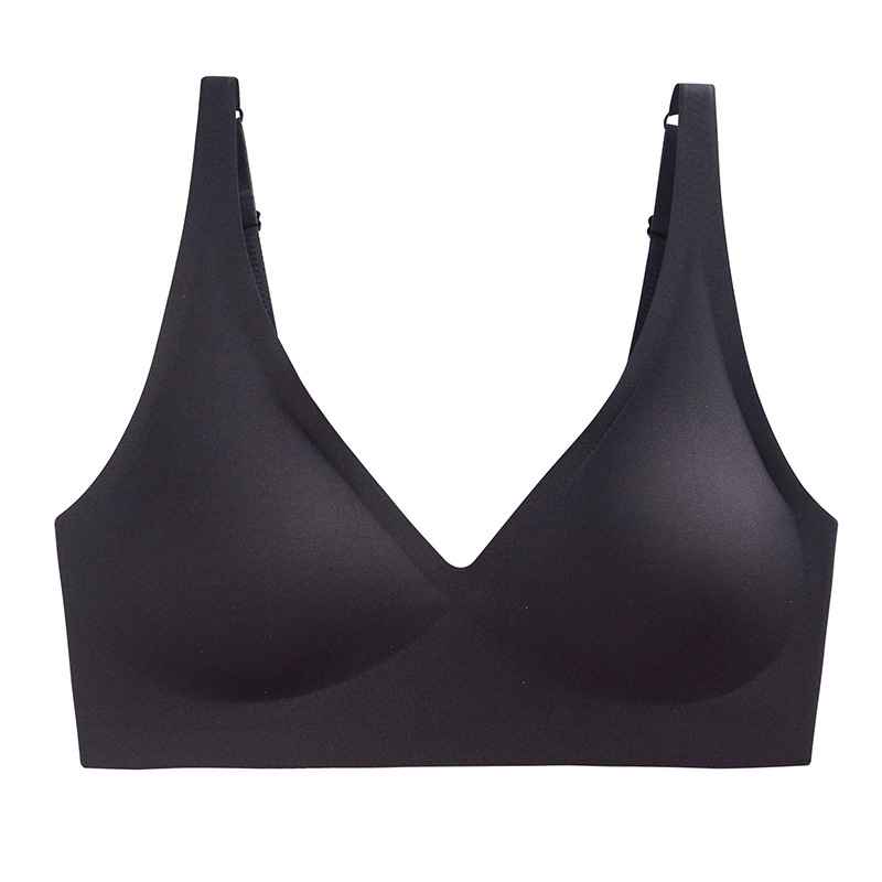French Seamless Jelly Stripe Bra, No Steel Ring, Plumping and Lifting, Ice Silk, Outer Wear, Plus Size, Youthful Style - MODALIFE