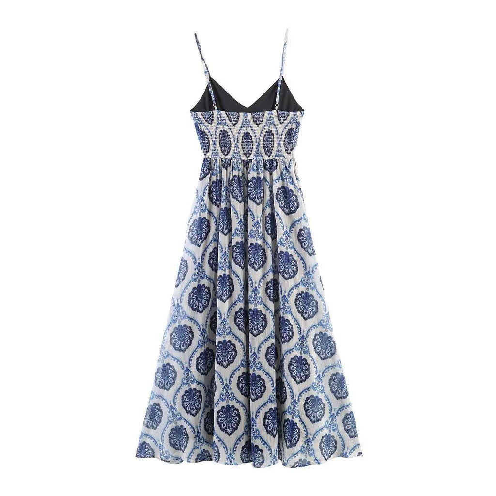 French holiday style loose strap chiffon dress