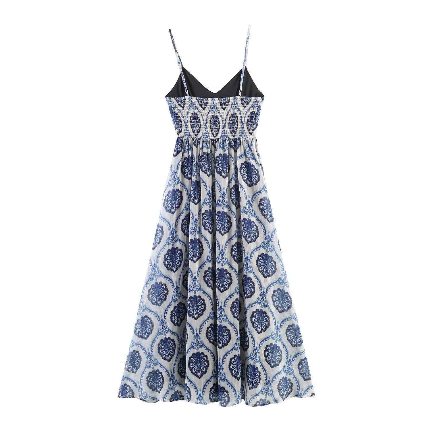 French holiday style loose strap chiffon dress