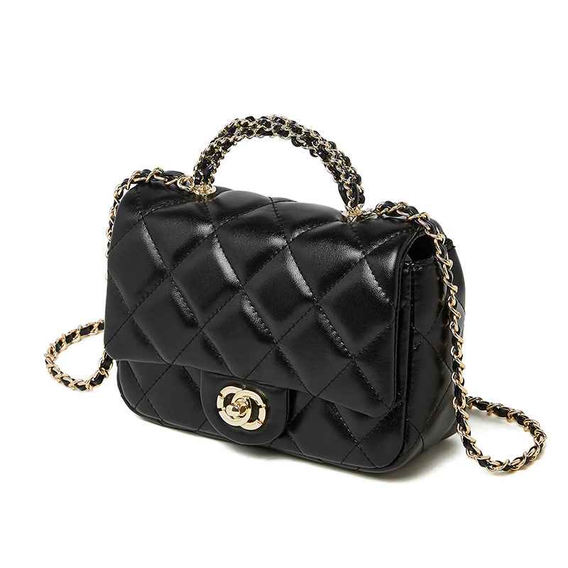 Metal chain diamond grid handbag - MODALIFE