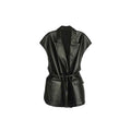 Sleeveless PU leather vest women's suit collar belt vest jacket - MODALIFE
