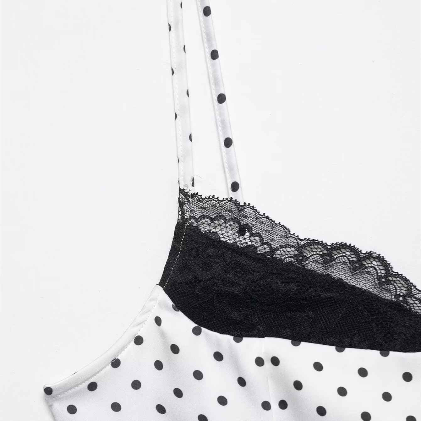 Lace patchwork polka dot camisole base vest - MODALIFE