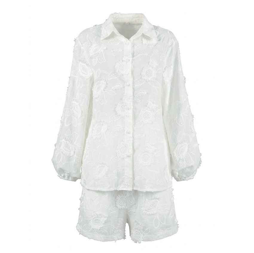 Embroidered shirt shorts set - MODALIFE