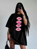 Lip print loose top - MODALIFE