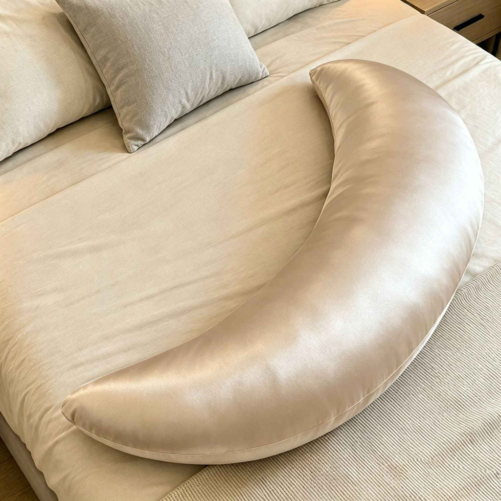 Soft Fabric Large Moon-Shaped Pregnancy Pillow, Nursing Pillow, Postpartum Lumbar Support Pillow, Baby Feeding Pillow, Removable and Washable