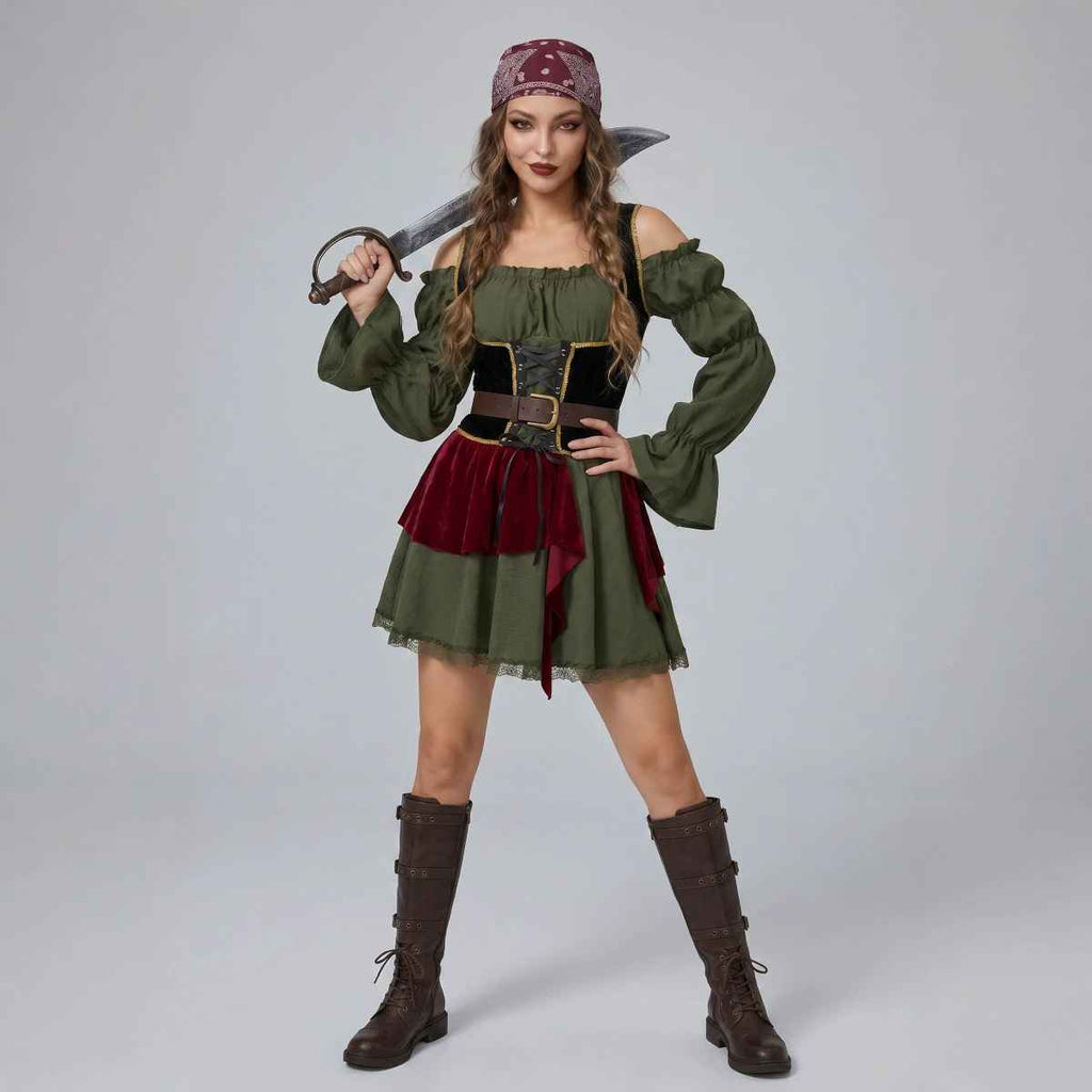 Halloween Adult Medieval Vintage Women's Pirate Cosplay Caribbean Pirate Stage Costume - MODALIFE