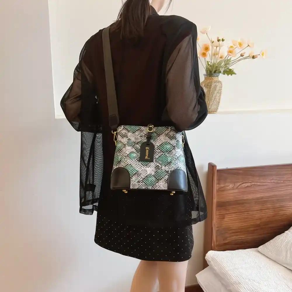 PU Leather Snakeskin Print Crossbody Bag - MODALIFE