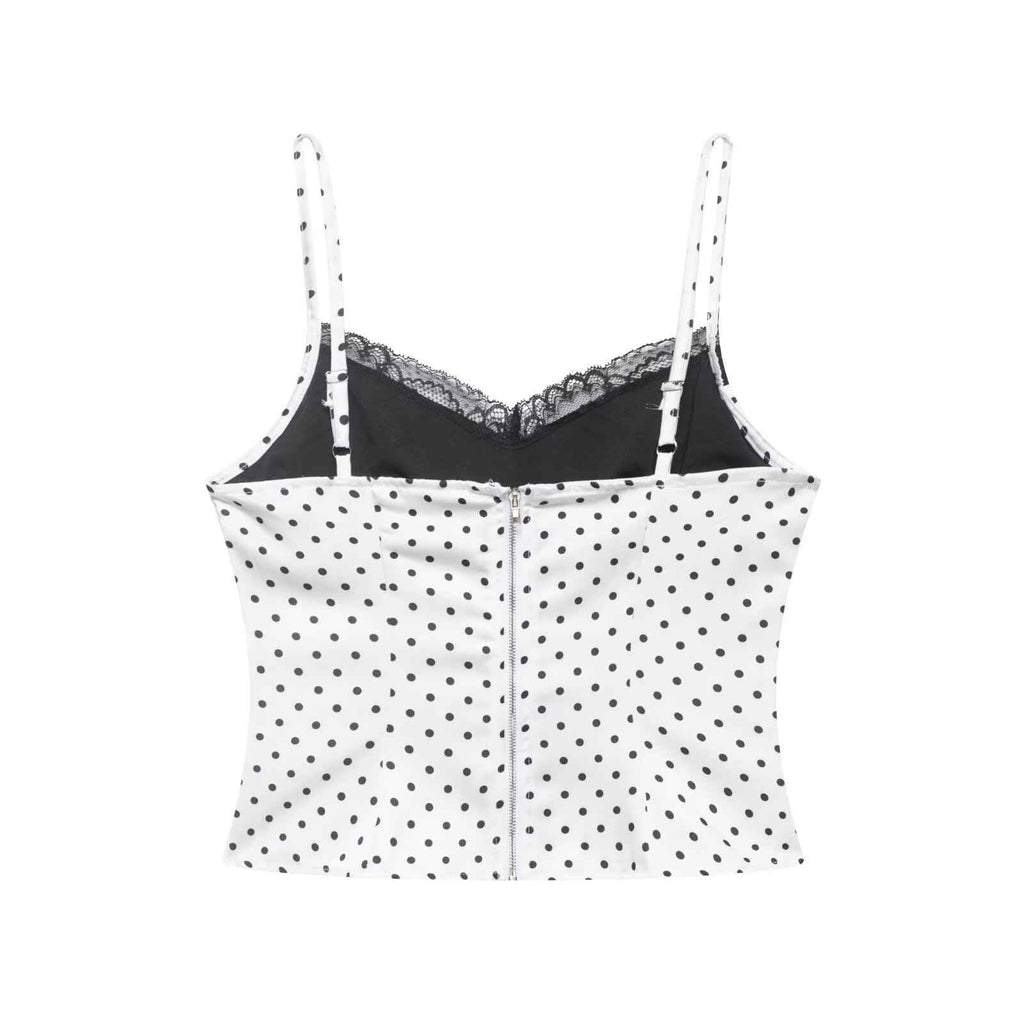 Lace patchwork polka dot camisole base vest - MODALIFE