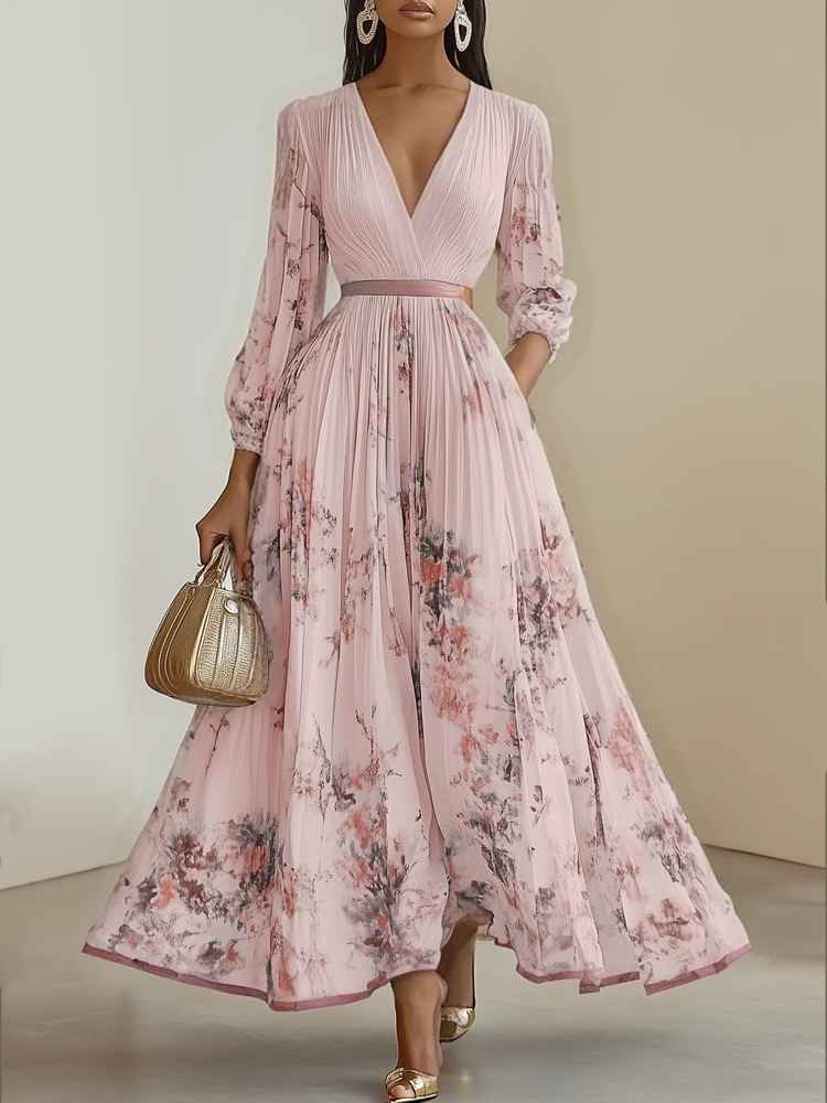 Long sleeved V-neck dress - MODALIFE