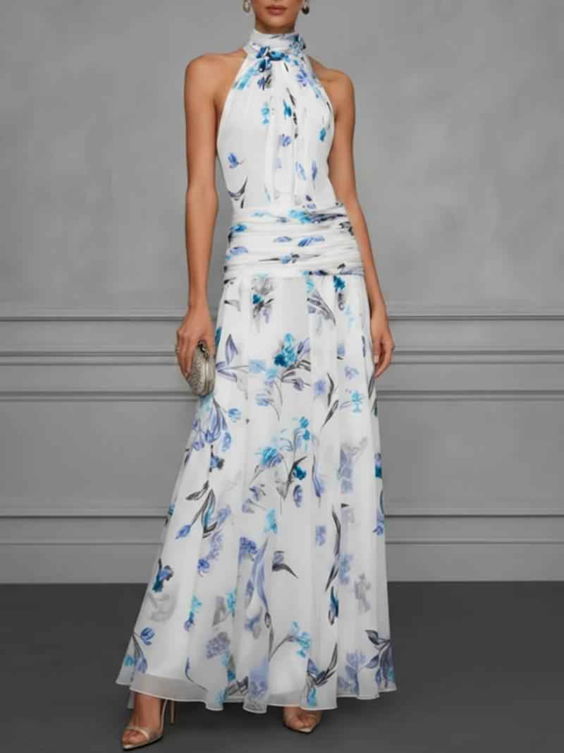 Hanging neck printed dress - MODALIFE