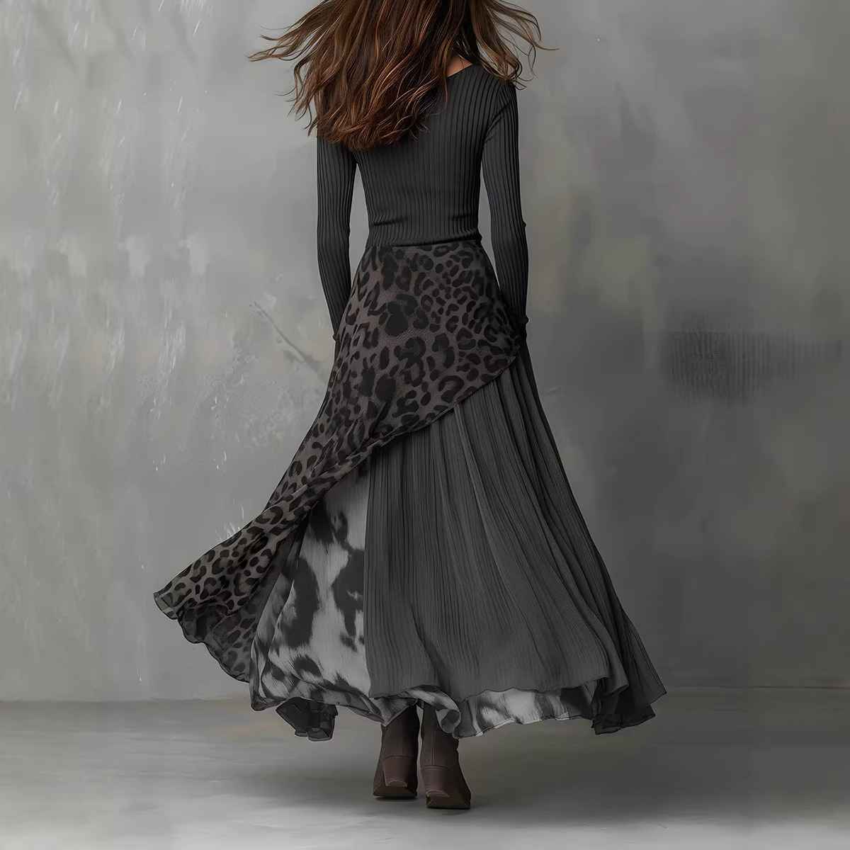 Long Sleeve Printed Maxi Dress - MODALIFE