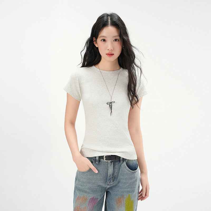 Round Neck Basic Cotton Fitted Short Sleeve T-Shirt for Women - MODALIFE