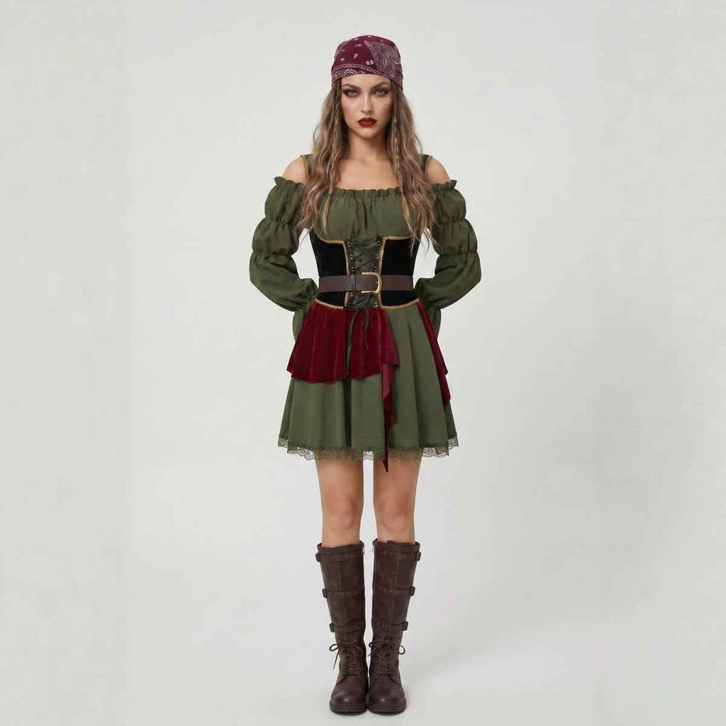 Halloween Adult Medieval Vintage Women's Pirate Cosplay Caribbean Pirate Stage Costume - MODALIFE