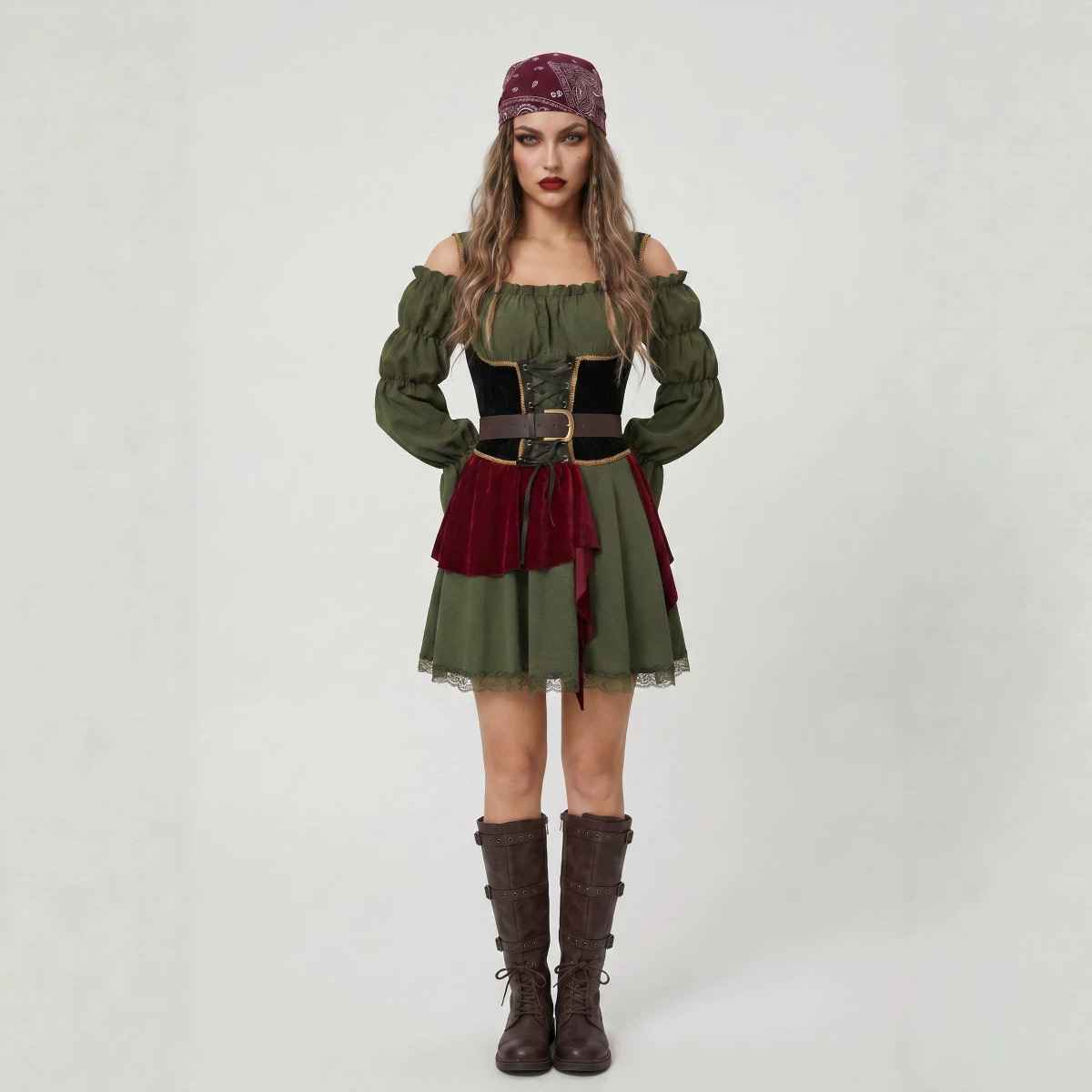 Halloween Adult Medieval Vintage Women's Pirate Cosplay Caribbean Pirate Stage Costume - MODALIFE