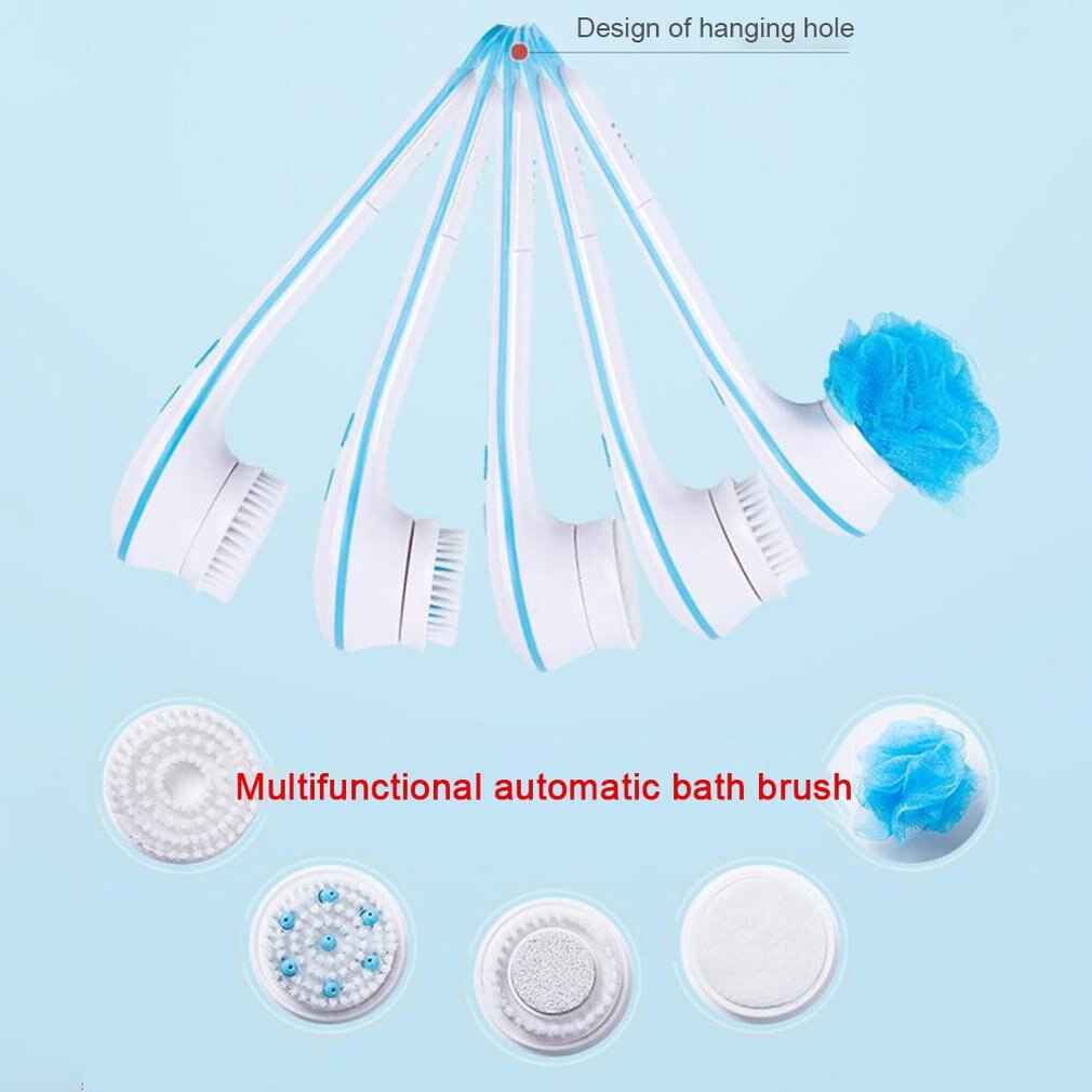 5 In 1 Electric Bath Shower Brush Exfoliation Spin Spa Massage Body Clean Brush Electric Massage Multi-Function Bath Brush Tool - MODALIFE