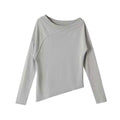 Off shoulder long sleeved asymmetrical knit sweater - MODALIFE