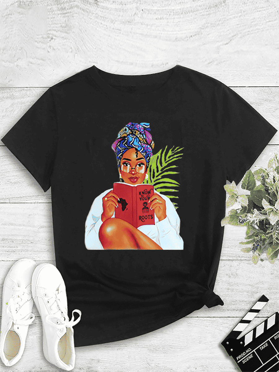 Fashion Women's Printed Round Neck Pullover T-Shirt - MODALIFE