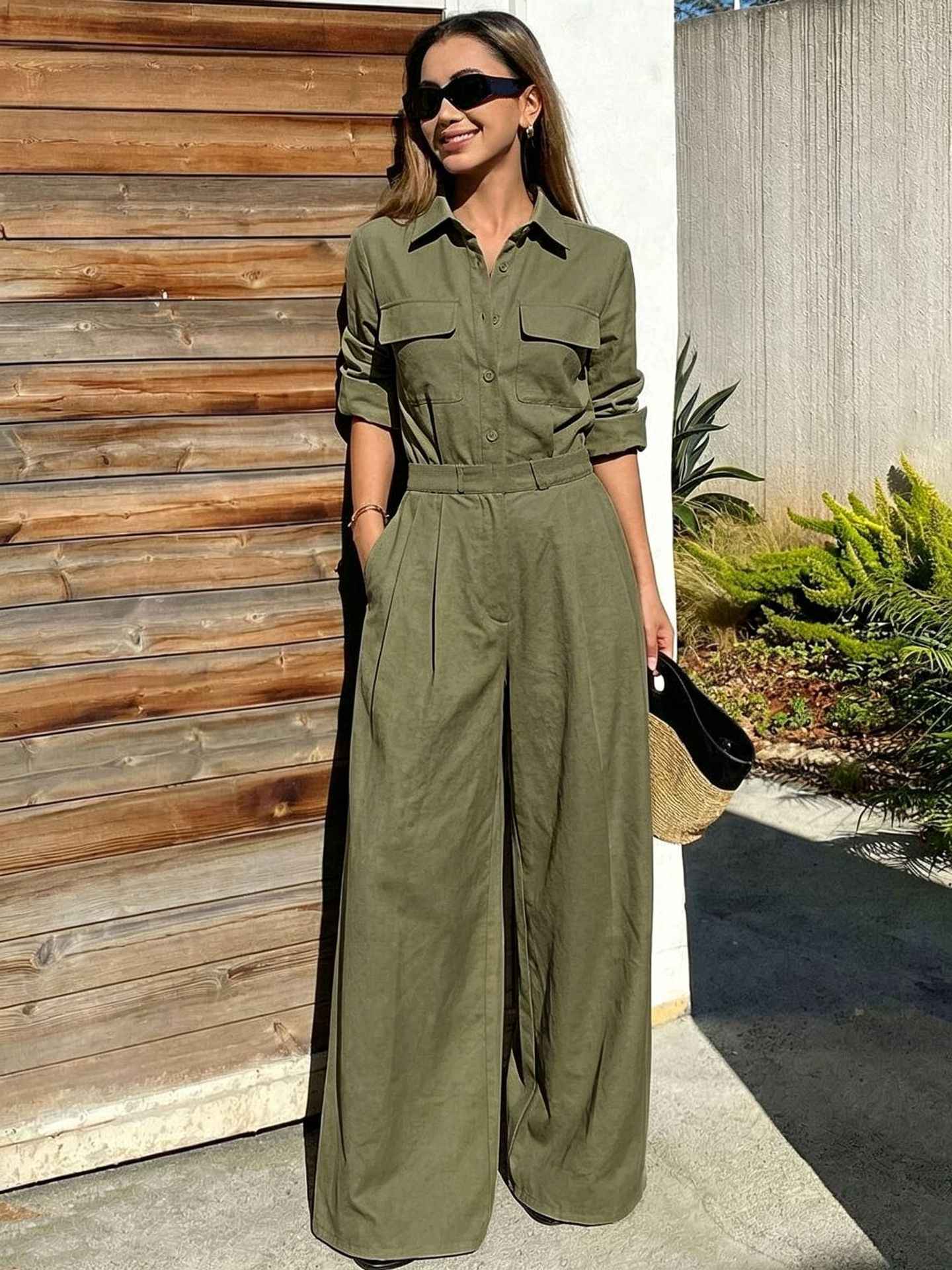 Women's collar long sleeved jumpsuit - MODALIFE