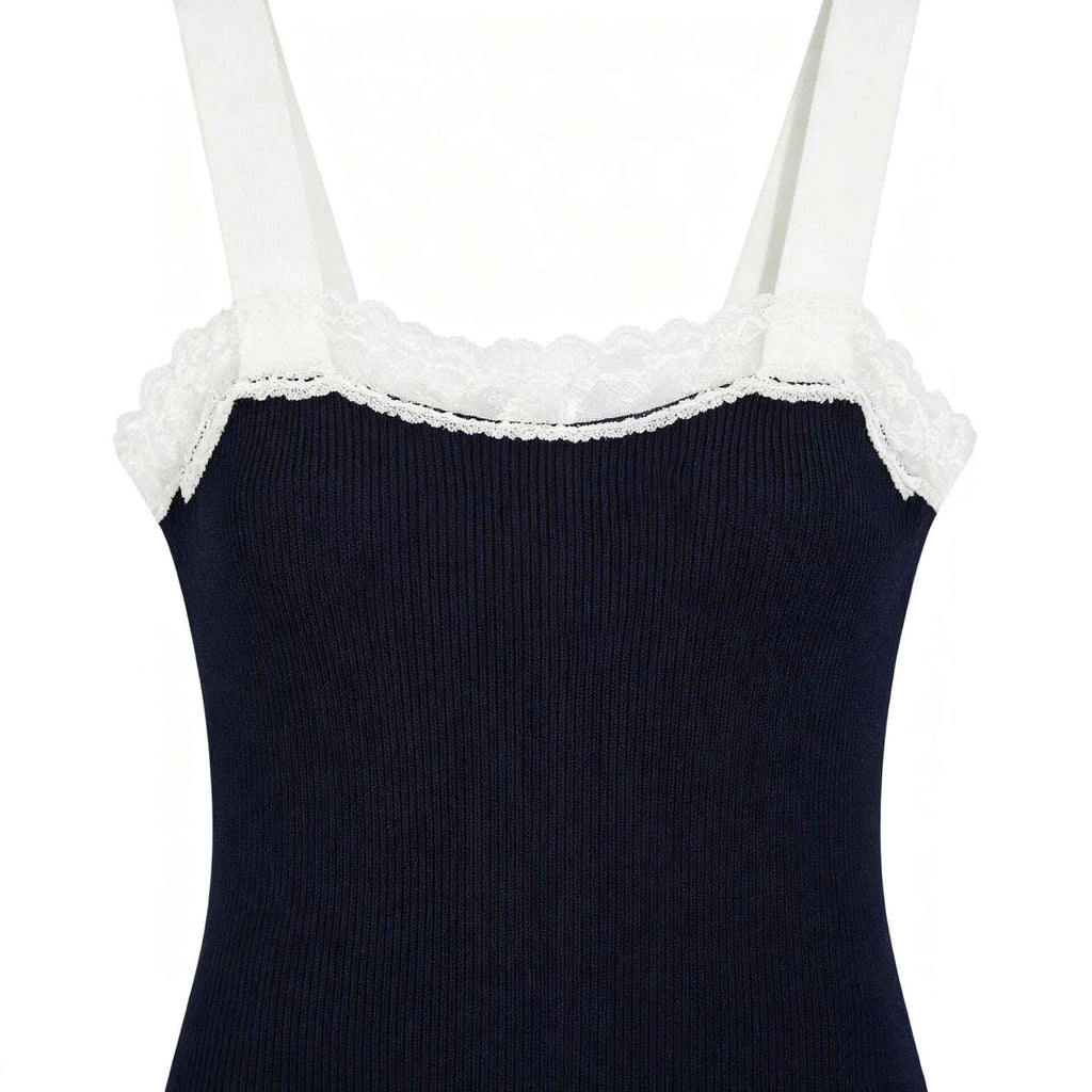 Sleeveless lace patchwork dress - MODALIFE