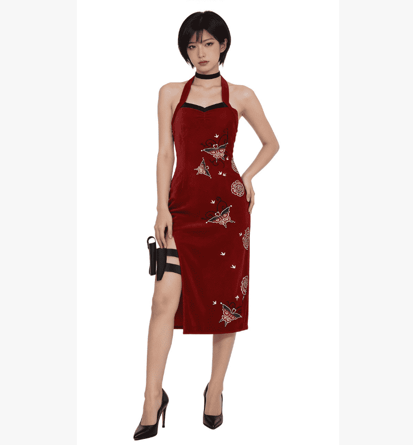 Biohazard Ada Wong Cosplay Dress Red Dress Ada Wong Cosplay Qipao Halloween Costume - MODALIFE