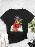Fashion Women's Printed Round Neck Pullover T-Shirt - MODALIFE