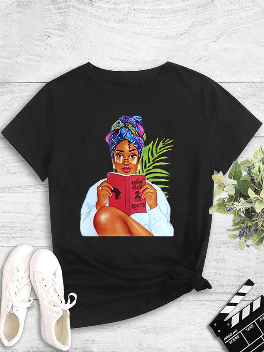 Fashion Women's Printed Round Neck Pullover T-Shirt - MODALIFE