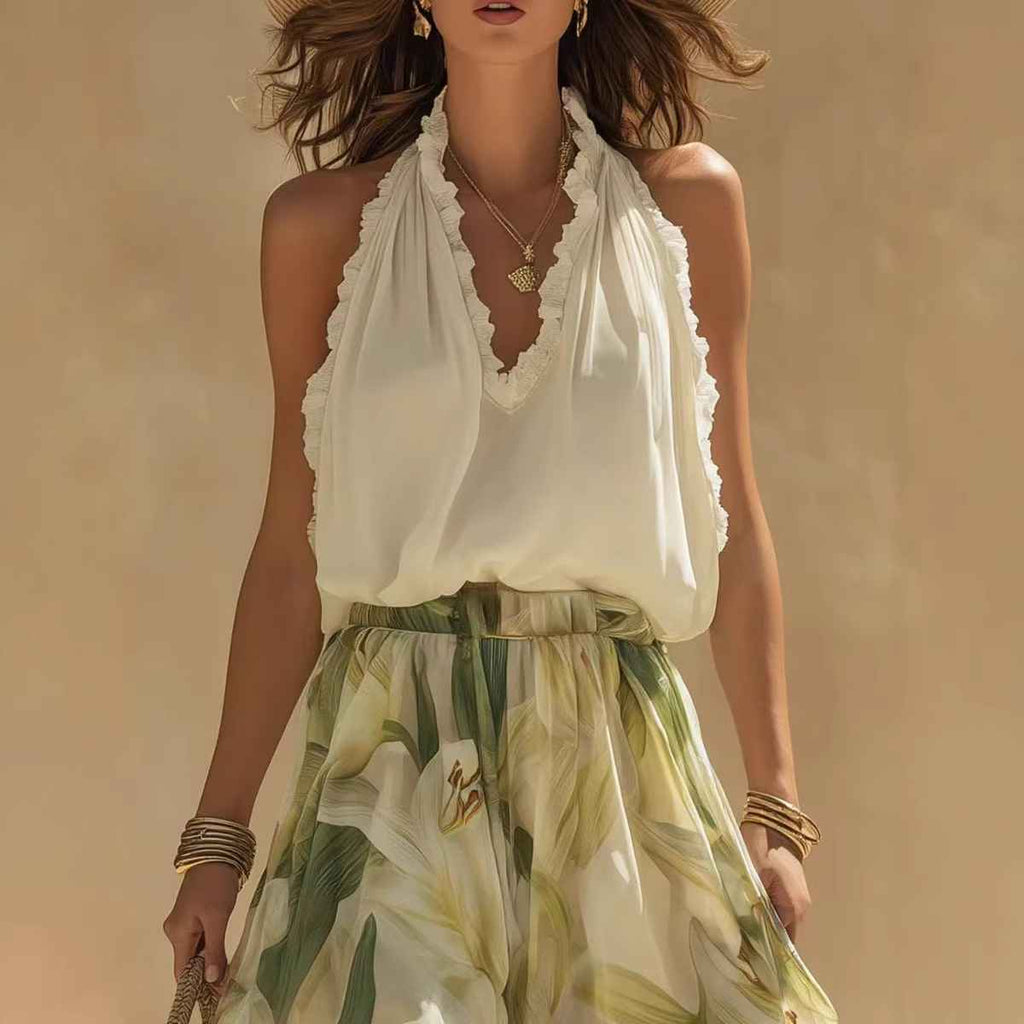 Spring New V-Neck Fitted Ruffle Elegant Dress - MODALIFE