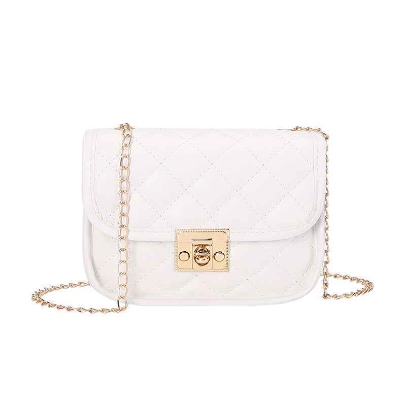 Small square bag embroidered diamond grid women's bag