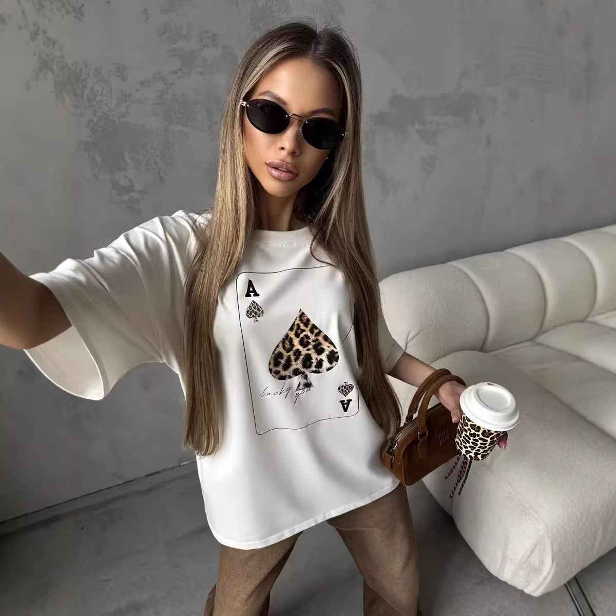 Round neck loose short sleeved t-shirt for women - MODALIFE