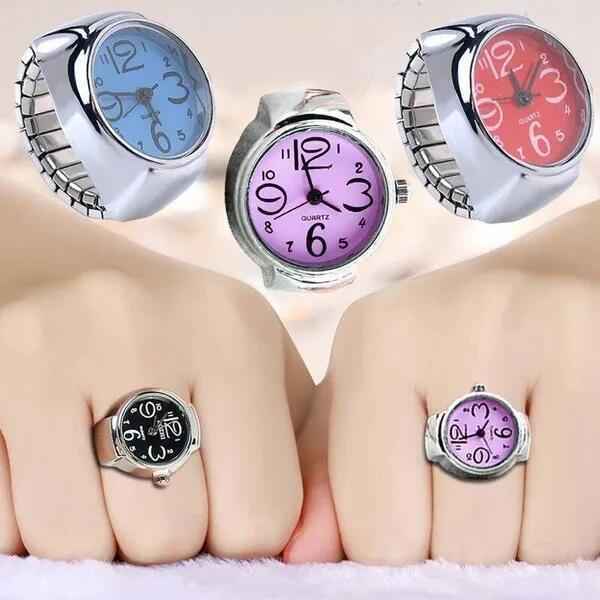 Fashionable Silver Flower Ring Watch with Large Numbers, Stylish and Unique Decorative Watch for Students, Wholesale