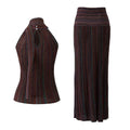 Striped sleeveless vest skirt set