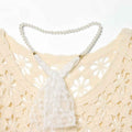 Lace embroidered sleeve crochet hollow long sleeved knitted sweater