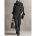 Autumn and Winter German Velvet Pile Collar Cloak Top+Wide Leg Pants Two Piece Set - MODALIFE