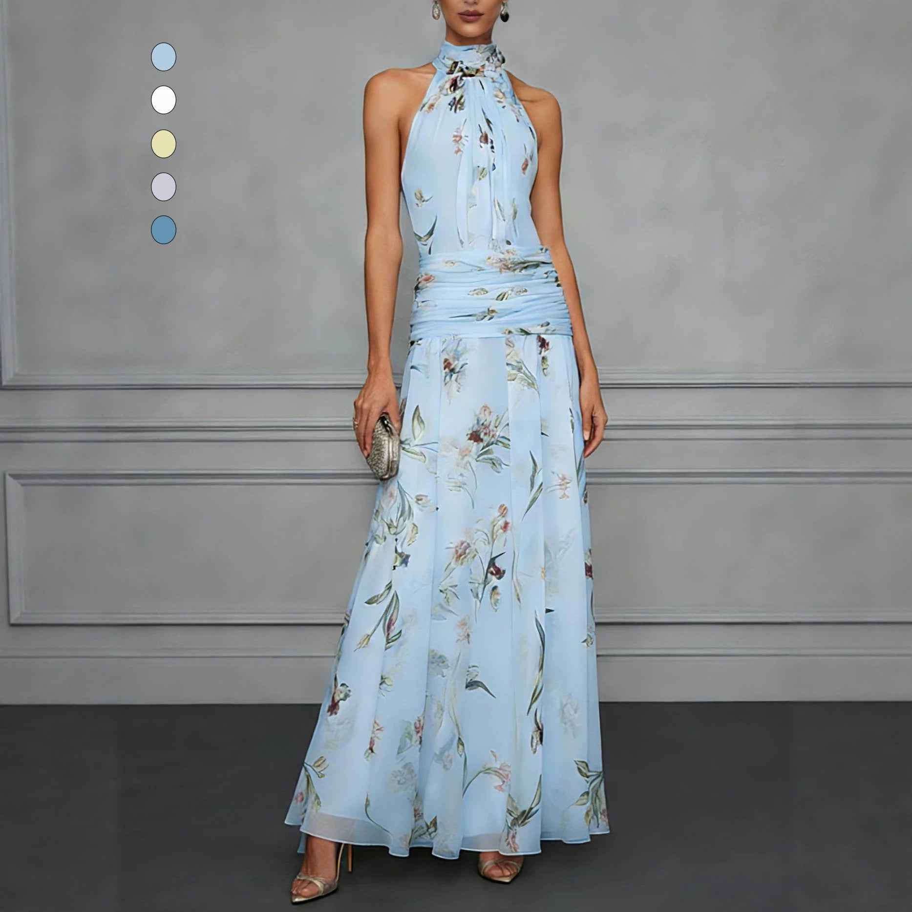 Hanging neck printed dress - MODALIFE