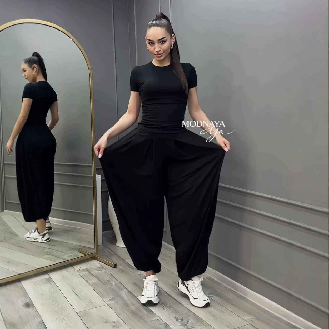 Style summer short sleeve T-shirt wide-leg pants casual elegant women's set - MODALIFE