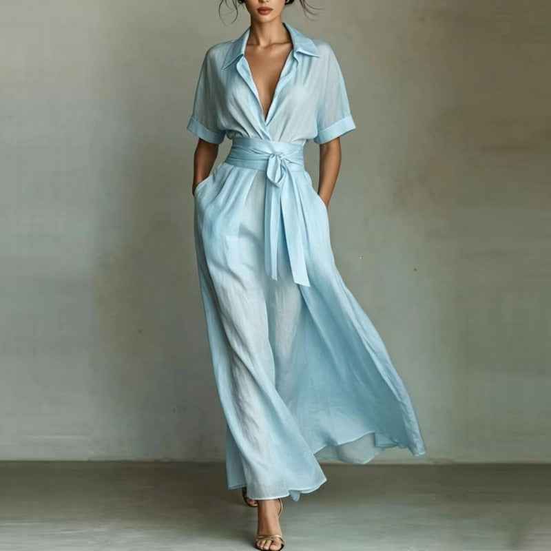 Solid color waist slimming dress