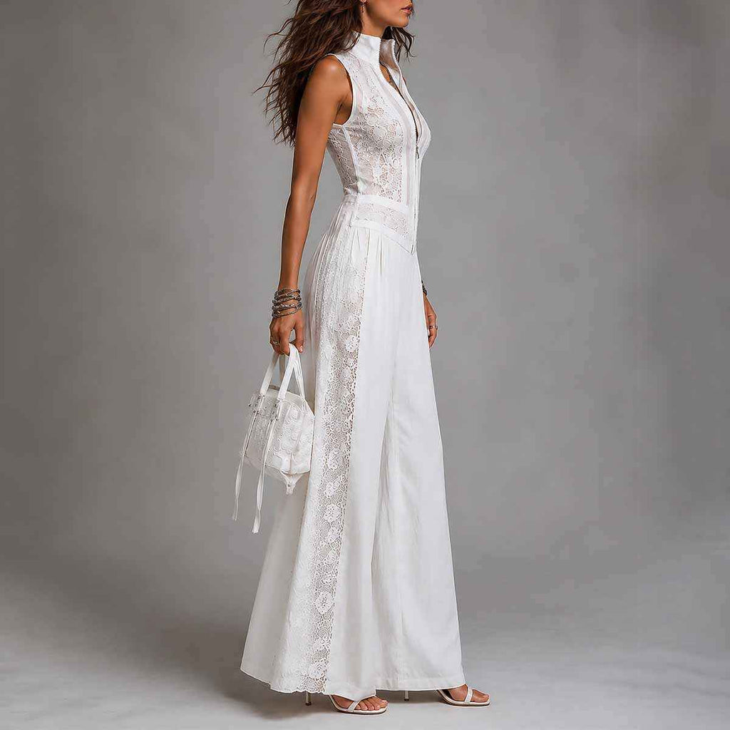 Sleeveless lace patchwork jumpsuit - MODALIFE