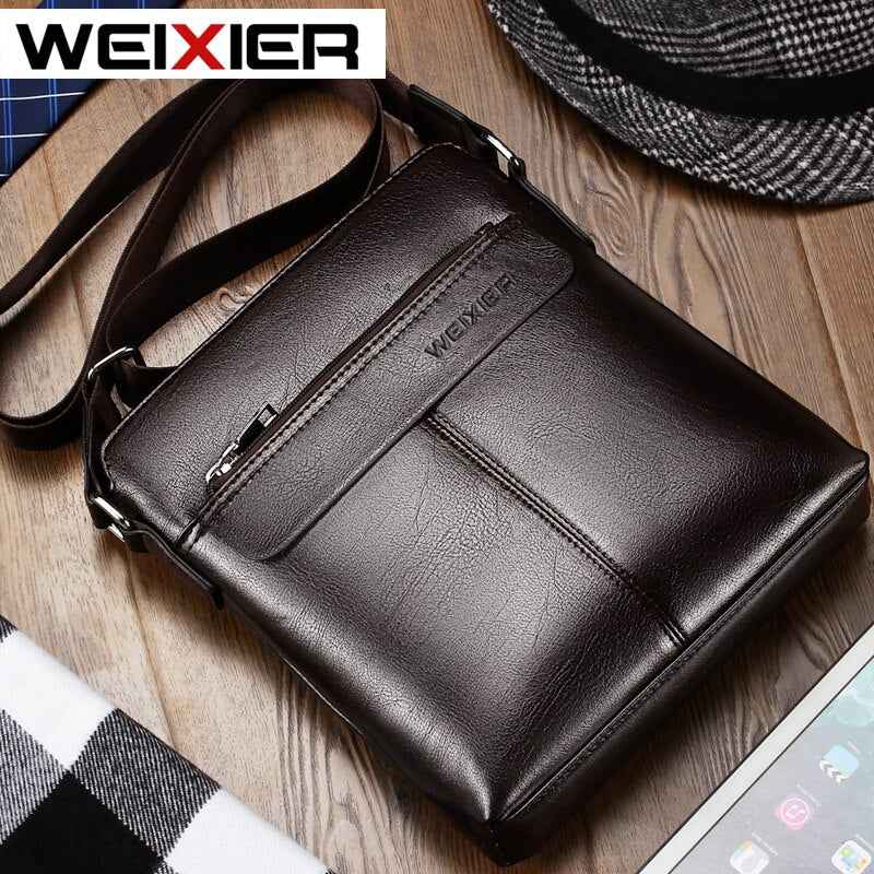 WEIXIER brand men's bag youth messenger bag zipper leather bag Ipad handbag men's shoulder bag - MODALIFE